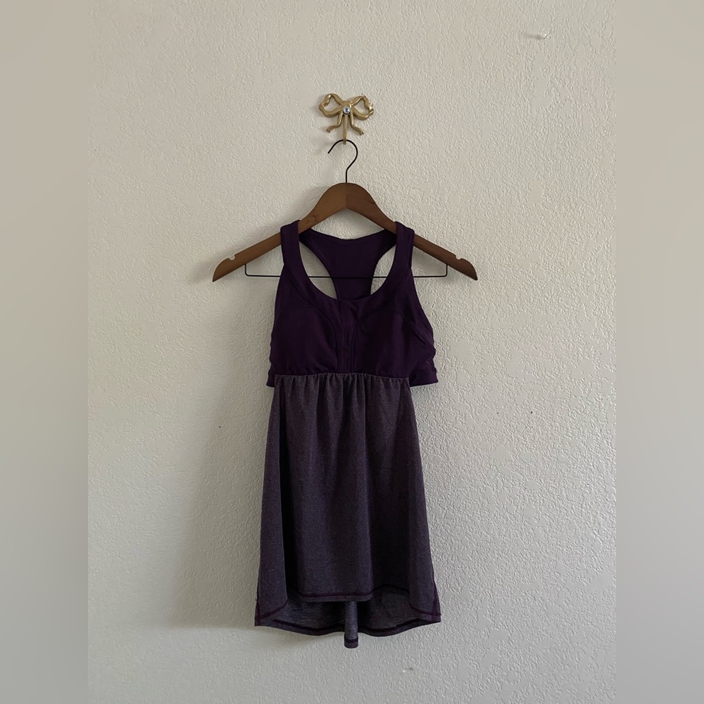 Lululemon 2-In-Run Tank Heathered Deep Zinfandel (Purple) Women’s Size 4 Active